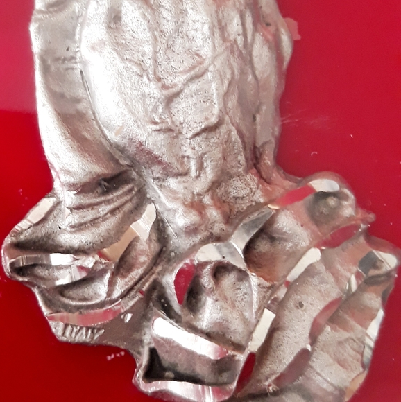 Vintage Lucite Acrylic Encased Pewter Praying Hands Paperweight - Made in Italy - Picture 3 of 9